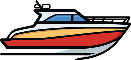 Speed Boat Vector Illustration on Transparent Background