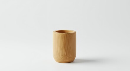 Beige cylindrical mug isolated against white background