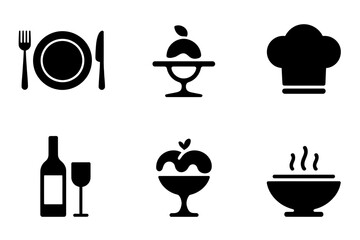Restaurant menu food and drink icons set vector art