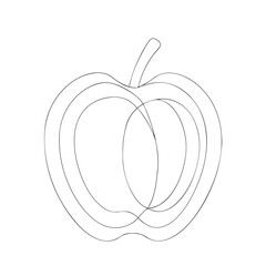 Minimal Apple Fruit Thin Line  Vector Illustration