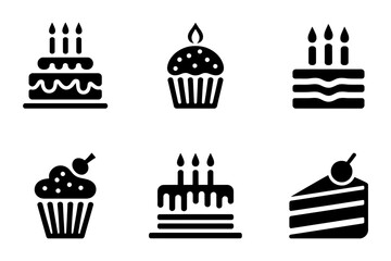 Birthday cake and cupcake vector dessert collection