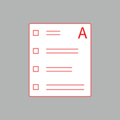 Educational Exam Paper Icon. Exam sign, thin symbols or lined elements in outline style. Ideal for education or testing concepts. exam test results, pencil flat icon, survey success sign. Eps file 29.