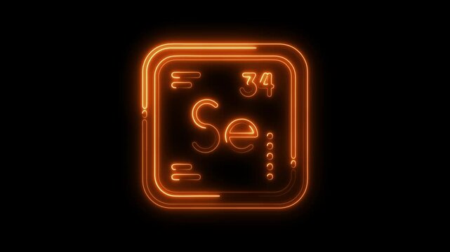 Selenium element periodic table glowing neon style presentation for science and educational purposes