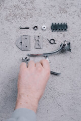old hair clipper, disassembled into parts