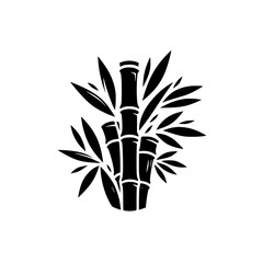 Black and White Bamboo Silhouette: Minimalist, Zen Design, Isolated