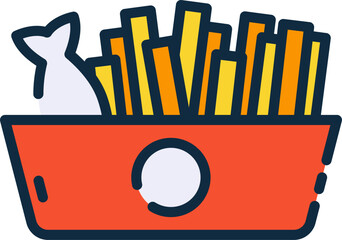 fish and chips illustration on a white background     