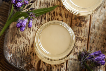 Comfrey root ointment made with rendered pork lard