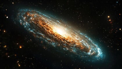 Fototapeta premium Spiral galaxy in deep space. Vast cosmic swirl of light and color. Distant celestial body