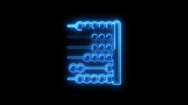 Glowing blue abacus animation on a black background traditional calculation tool