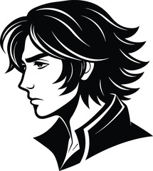 Stylized male Character with Flowing Hair & High Collar