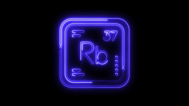 Neon periodic table element rubidium with atomic number 37 animation