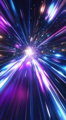 Obraz premium Cosmic energy explosion. Fast-paced, vibrant colors radiate outward from a central point