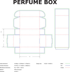 Perfume Box Packaging Die Cut Template Vector Diagram With Dimensions And Instructions