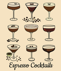 Espresso Cocktails glass vector