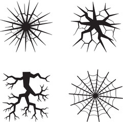 Crack silhouette set vector illustration isolated On Transparent Background