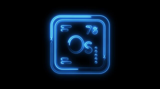 Osmium element symbol neon glow periodic table representation for science and education