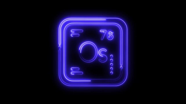 Osmium chemical element glowing neon sign scientific education and chemistry visual