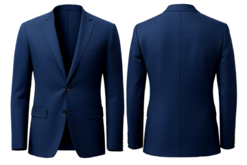 Elegant blue suit jacket isolated transparent background PNG