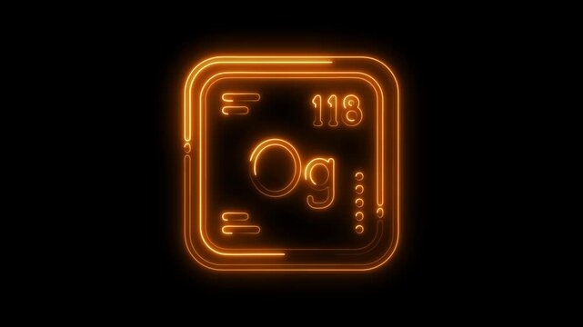 Oganesson periodic element glowing neon style isolated on black background