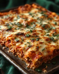 Baked pasta dish with meat filling and melted cheese.