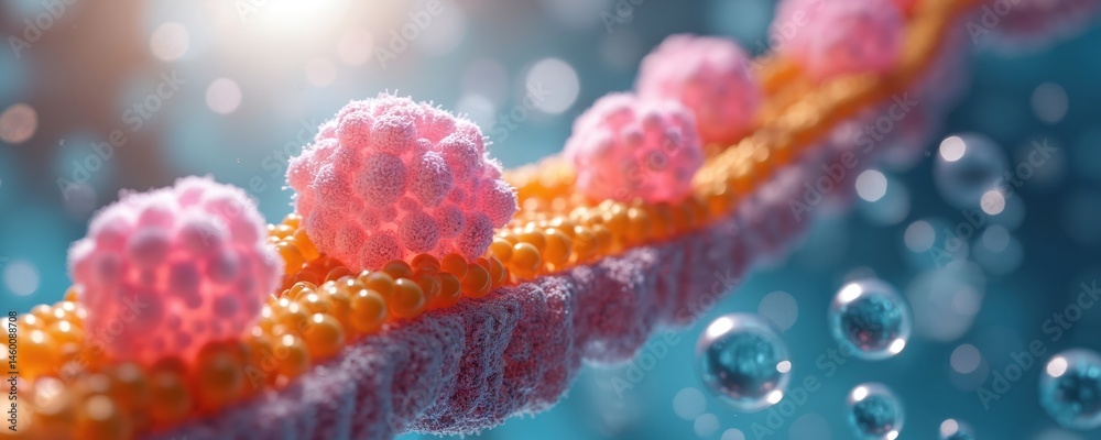 Aufkleber molecular model of bacterial cell membrane. phospholipid bilayers and protein structures illustratio