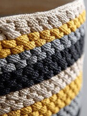 Woven Stool Detail: Artisan Craftsmanship - Handcrafted woven stool, showcasing intricate detail, texture, and natural fiber artistry. Symbols of home, comfort, skill, tradition, and design