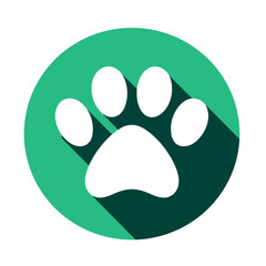 Naklejka premium Animal Paw Print Icon in Flat Design with Shadows 
