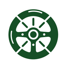 Obraz premium Green Steering Wheel Icon on White Background 