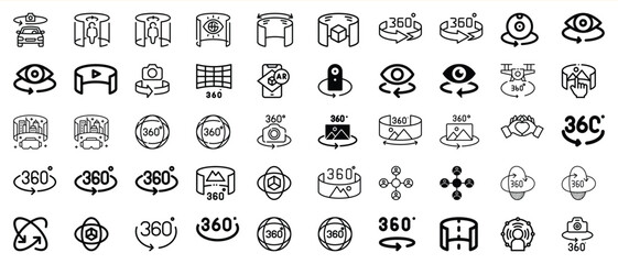 Collection of 360 degree and virtual reality icons