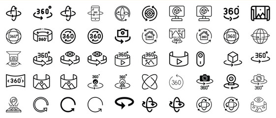 Collection of 360 degree view icons and symbols