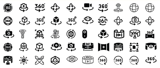 Collection of 360 degree virtual reality icons