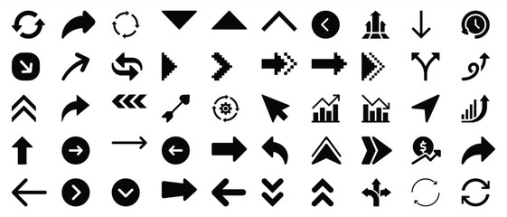 Collection of black arrow icons and symbols