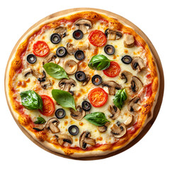 Delicious Mushroom Pizza with Olives and Basil