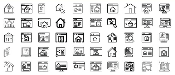 Icons of various homes, real estate and online property searches