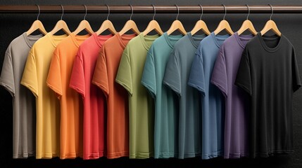 tshirt color variants product shots twelve options fashion apparel mockup front view clean style
