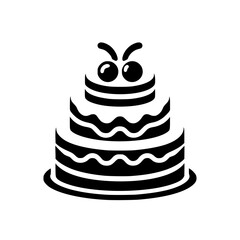 Whimsical Tiered Cake Silhouette with Googly Eyes