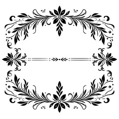 Elegant Floral Frame Ornament - Black and White Vintage Design