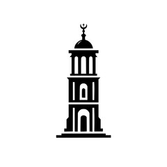 Obraz premium Minimalist Black Mosque Silhouette, Islamic Architecture Logo Design