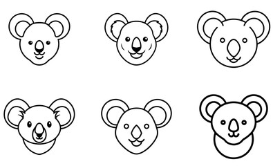 Koala Bear Line Art vector set design