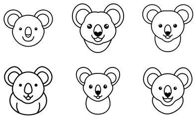 Koala Bear Line Art vector set design