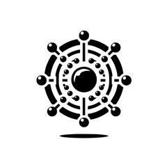 Obraz premium Abstract Geometric Wheel Illustration: Black & White, Minimalist Design