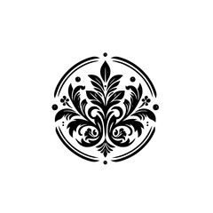 Elegant Black & White Floral Ornament Design on White