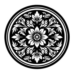 Intricate Black and White Floral Mandala Design