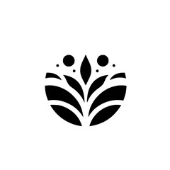 Minimalist Floral Logo Design in Black and White