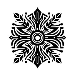 Intricate Black & White Mandala Ornament, Vector Design