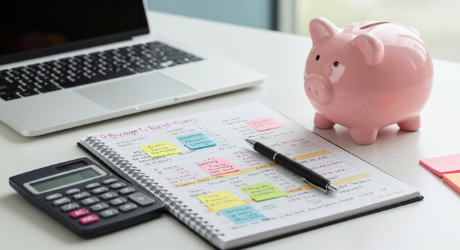 Contas, porquinho, c&aacute;lculo financeiro