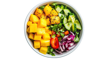 Delicious Mango Salad Recipe Fresh  Healthy Bowl isolated on transparent background