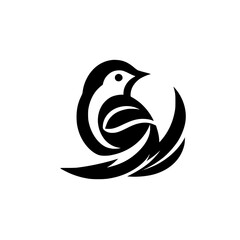 Modern Bird Logo: Elegant Black and White Design for Brand Identity