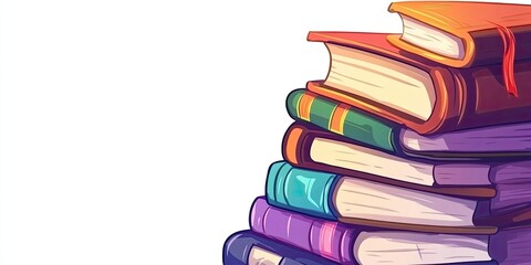 A Colorful Stack of Books: A Vibrant Illustration of Knowledge and Literature