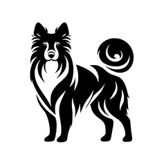 Stylized Black Dog Silhouette on White: Vector Illustration